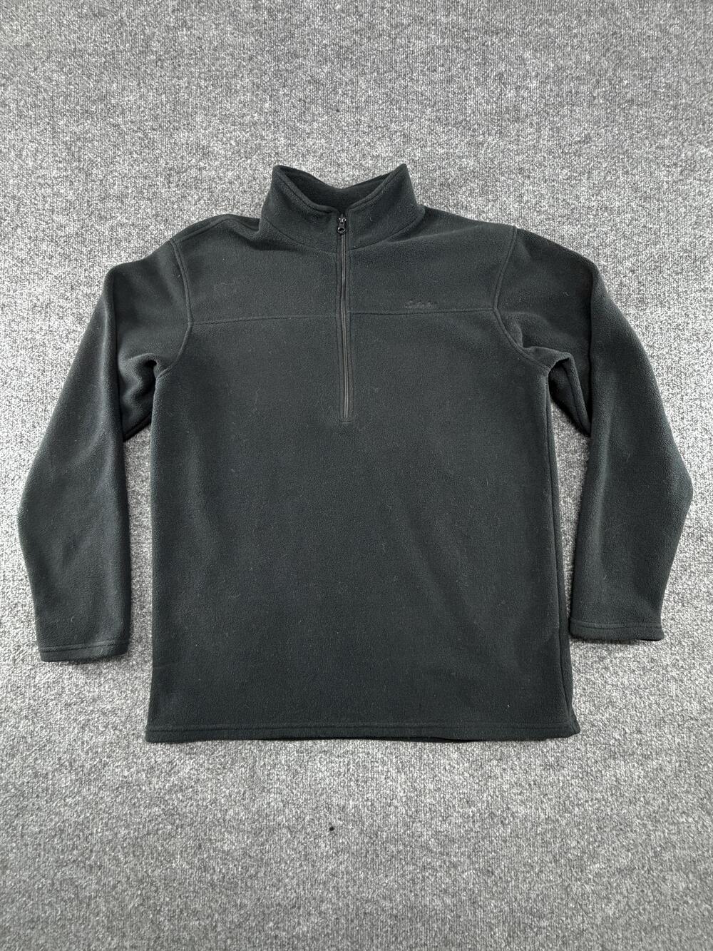 Cabela's Pullover Mens Large Black Fleece 1/4 Zip Mock Neck Outdoor Hiking